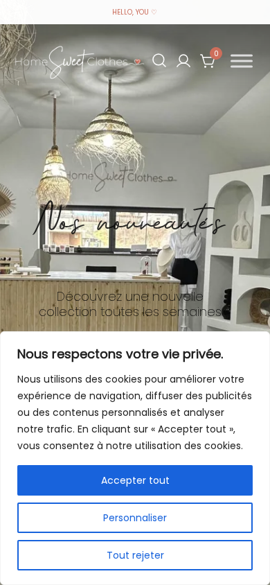 Vue mobile accueil de Home Sweet Clothes
