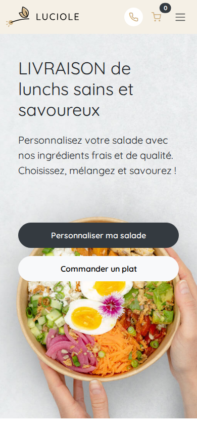 Vue mobile accueil de Luciole