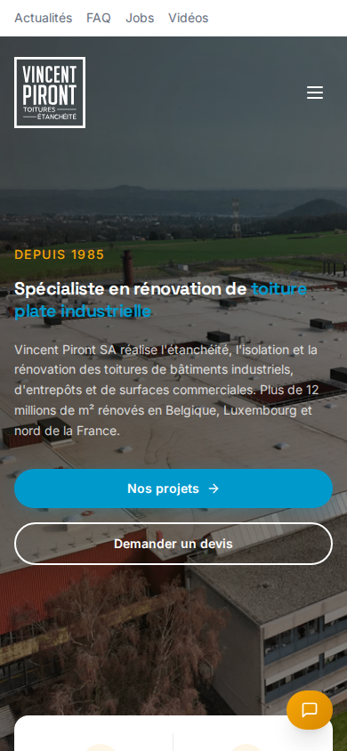 Vue mobile accueil de Vincent Piront